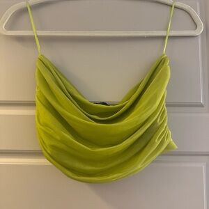 Zara Bright Green Drape Crop Top